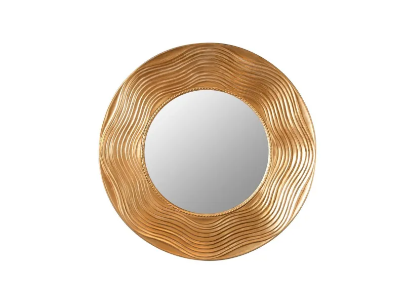 Miroir Rond avec Côté Ondulé - Ornement en Forme de Vagues