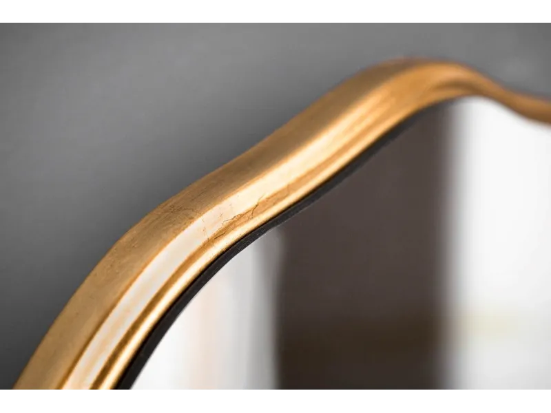 Miroir ovale avec Côté Ondulé - Bois Laqué