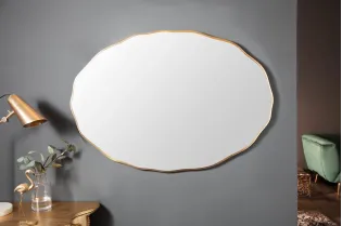 Miroir ovale avec Côté Ondulé - Bois Laqué 2