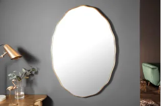 Miroir ovale avec Côté Ondulé - Bois Laqué
