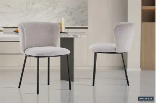 Chaise simili cuir avec piétement en acier chromé, Coloris cappucci... 2