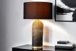 Lampe à poser ZEA moderne – lampe design chic en jonc de mer et lin noir |bellozia