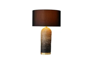 Lampe à poser ZEA moderne – lampe design chic en jonc de mer et lin noir |bellozia 2