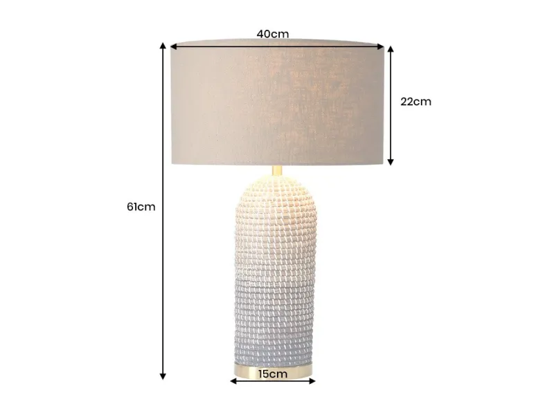 Lampe à poser ZEA moderne – lampe design chic en jonc de mer et lin noir |bellozia
