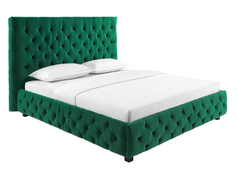 Lit PARIS CHESTERFIELD 180x200 cm – Sophistication en velours & charme intemporel