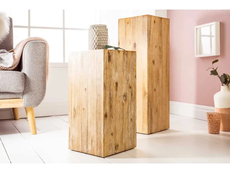 Colonne design naturel de 50 cm en bois massif