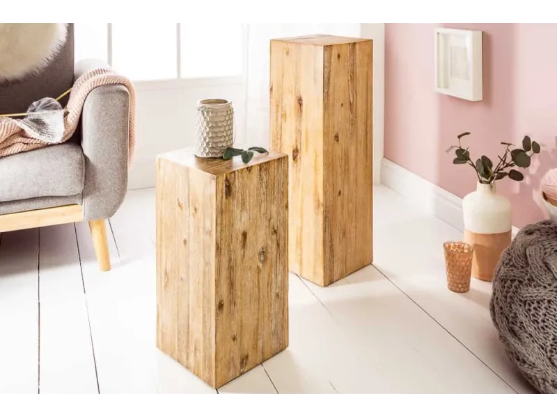 Colonne design naturel de 50 cm en bois massif