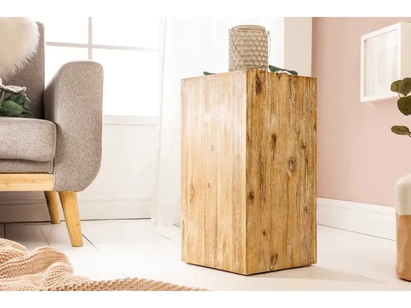 Colonne design naturel de 50 cm en bois massif