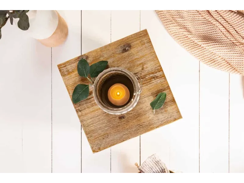 Colonne design naturel de 50 cm en bois massif