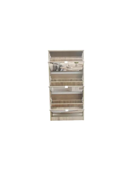 Meuble rangement chaussures, 3 compartiments, coloris blanc Commode...