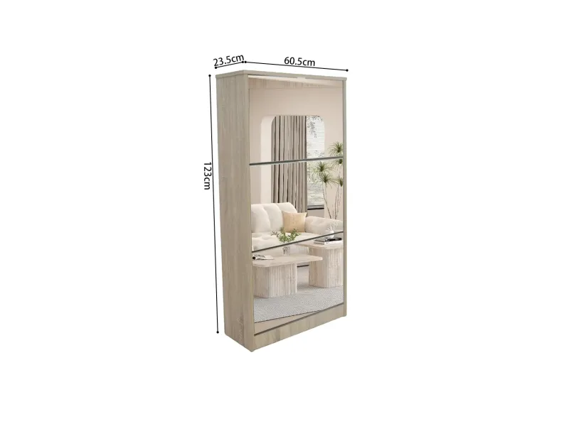 Meuble rangement chaussures, 3 compartiments, coloris blanc Commode...