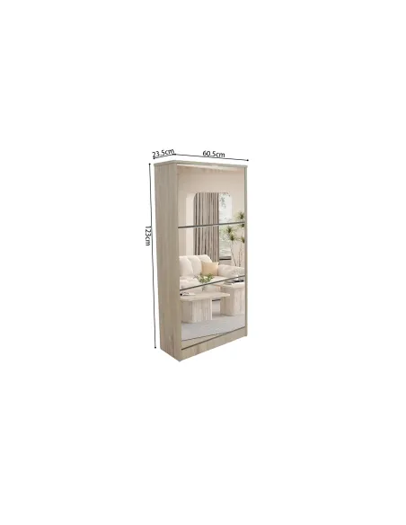 Meuble rangement chaussures, 3 compartiments, coloris blanc Commode...
