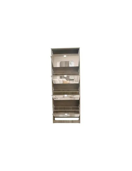 Meuble rangement chaussures, 3 compartiments, coloris blanc Commode...
