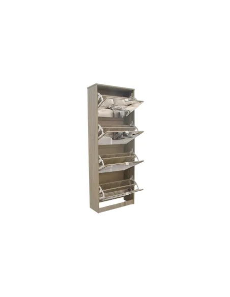 Meuble rangement chaussures, 3 compartiments, coloris blanc Commode...