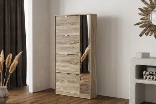 Meuble rangement chaussures, 3 compartiments, coloris blanc Commode...