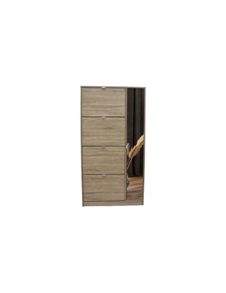 Meuble rangement chaussures, 3 compartiments, coloris blanc Commode...