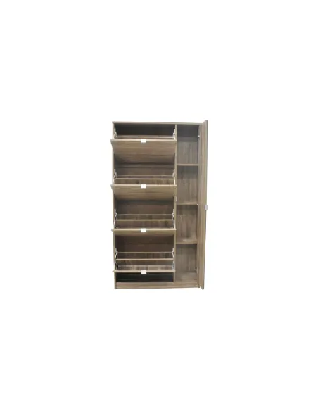 Meuble rangement chaussures, 3 compartiments, coloris blanc Commode...