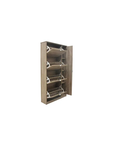 Meuble rangement chaussures, 3 compartiments, coloris blanc Commode...