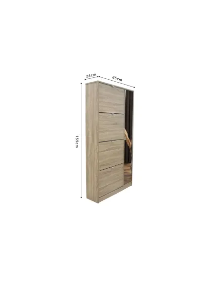 Meuble rangement chaussures, 3 compartiments, coloris blanc Commode...