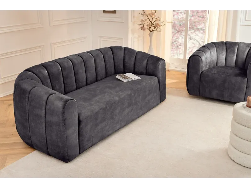 Canapé convertible design scandinave coloris gris claire en tissu a...