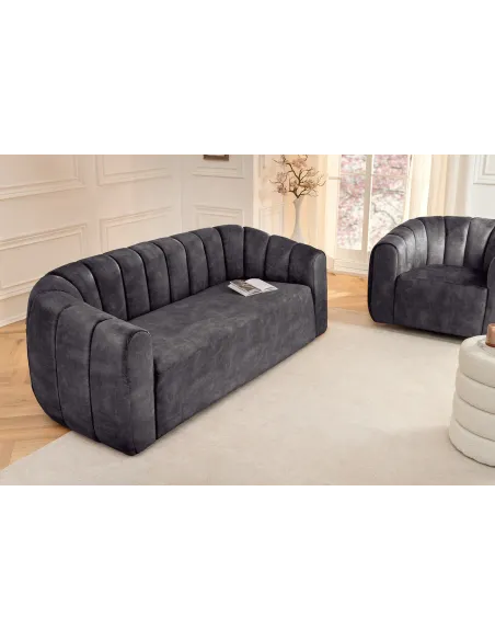 Canapé convertible design scandinave coloris gris claire en tissu a...