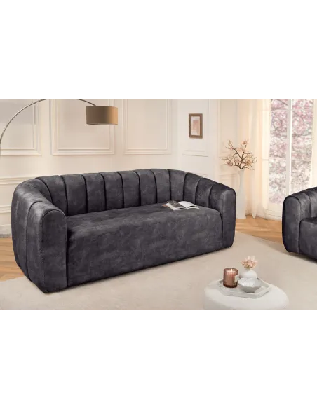 Canapé convertible design scandinave coloris gris claire en tissu a...