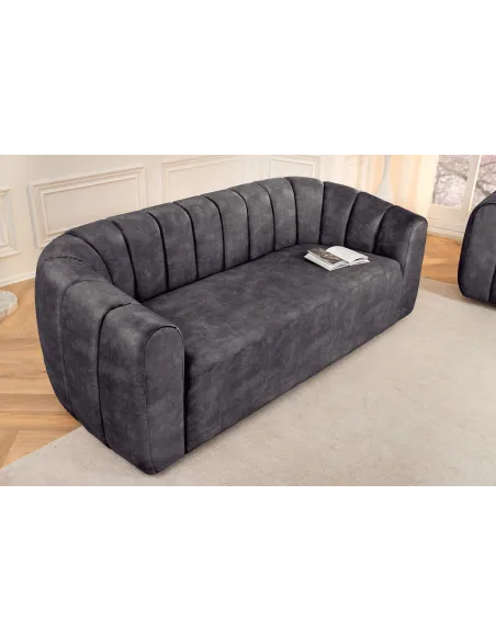 Canapé convertible design scandinave coloris gris claire en tissu a...