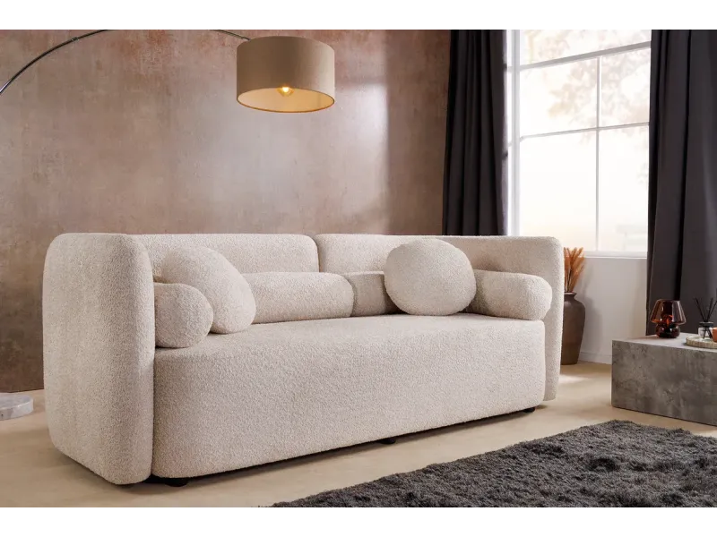 Canapé convertible design scandinave coloris gris claire en tissu a...