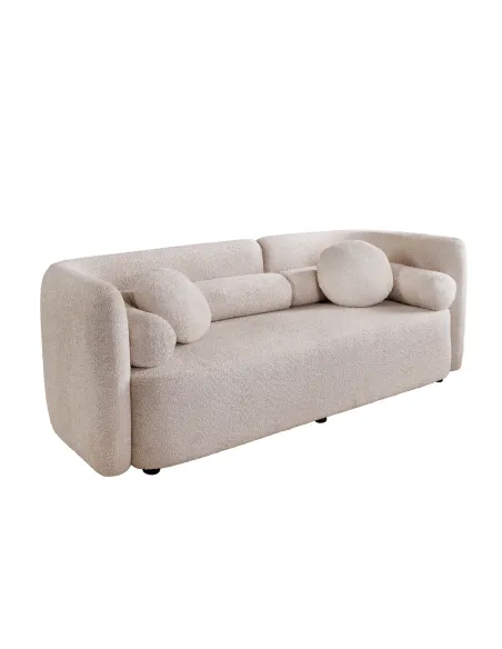 Canapé convertible design scandinave coloris gris claire en tissu a...