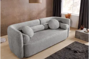 Canapé convertible design scandinave coloris gris claire en tissu a...