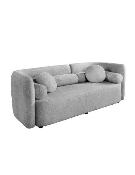 Canapé convertible design scandinave coloris gris claire en tissu a...