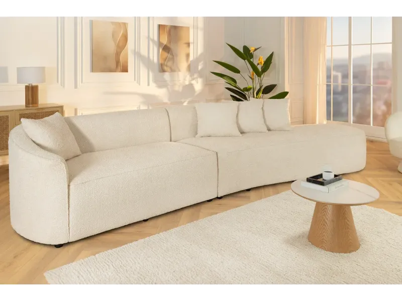 Canapé convertible design scandinave coloris gris claire en tissu a...