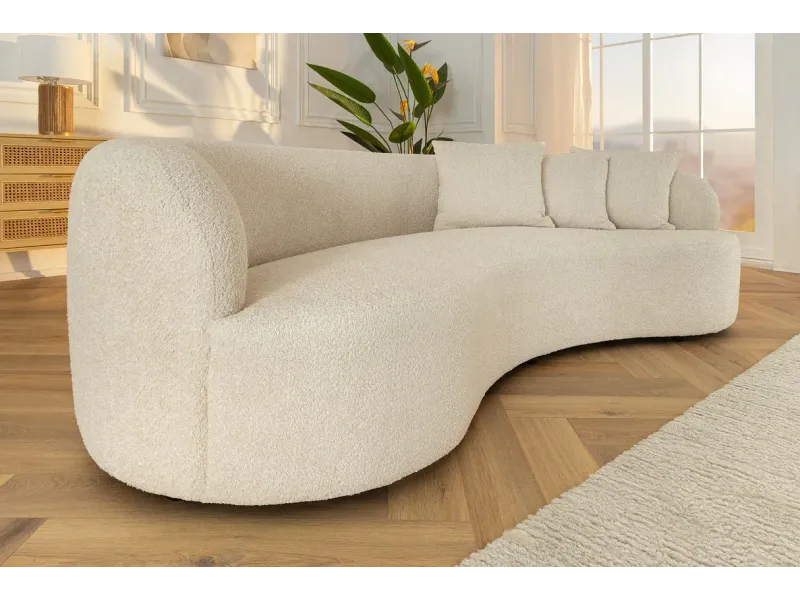 Canapé convertible design scandinave coloris gris claire en tissu a...