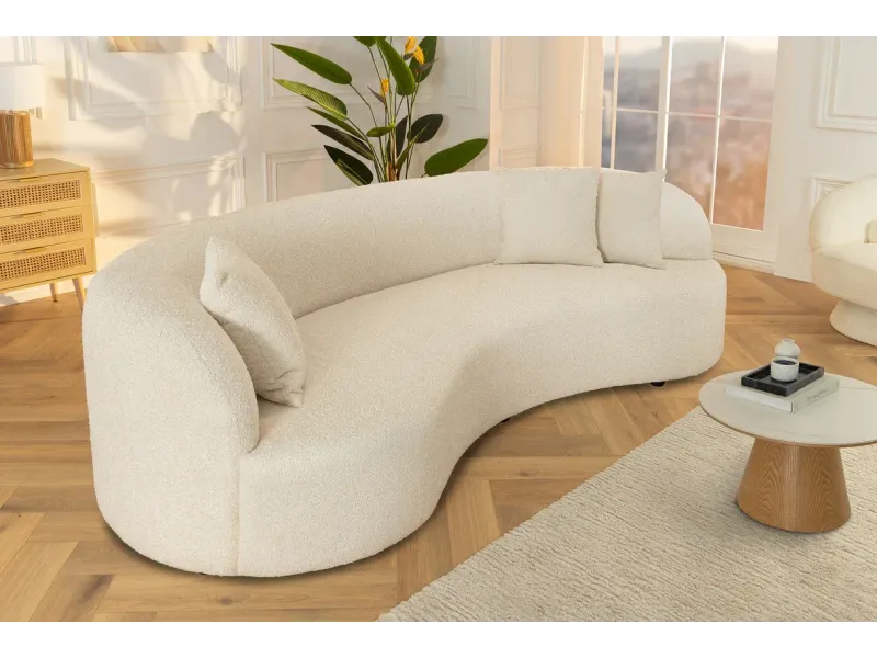 Canapé convertible design scandinave coloris gris claire en tissu a...