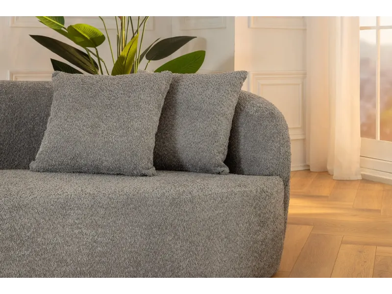 Canapé convertible design scandinave coloris gris claire en tissu a...