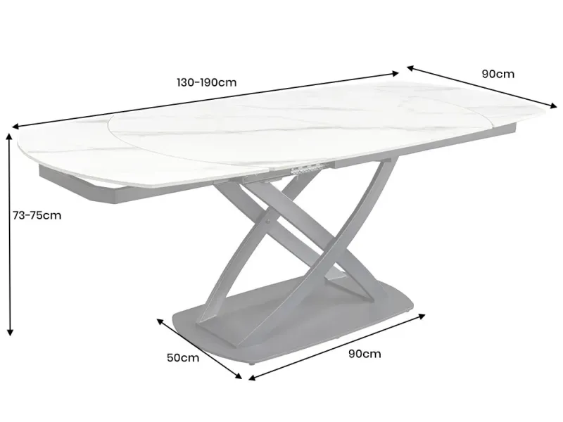 Table à manger extensible en céramique 180-225cm aspect marbre pas cher