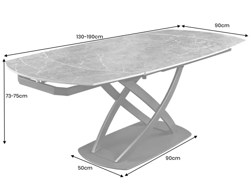 Table à manger extensible en céramique 180-225cm aspect marbre pas cher