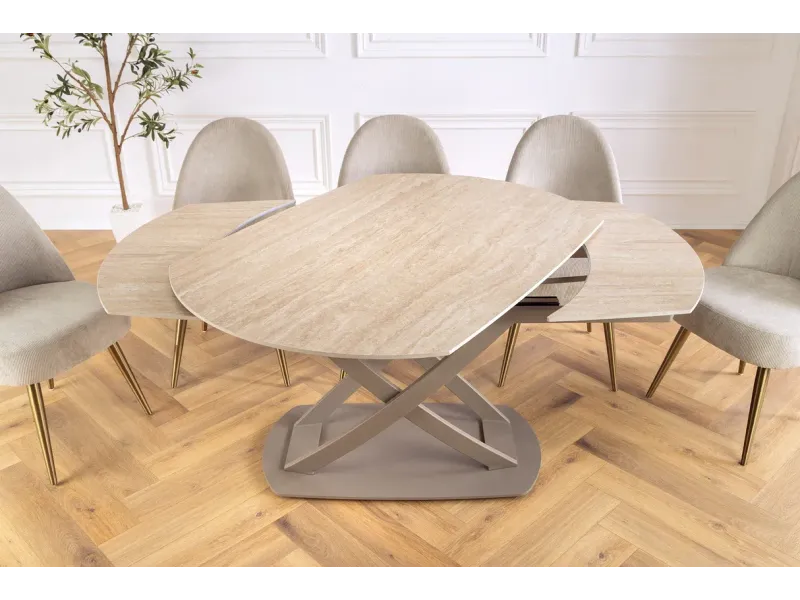 Table à manger extensible en céramique 180-225cm aspect marbre pas cher