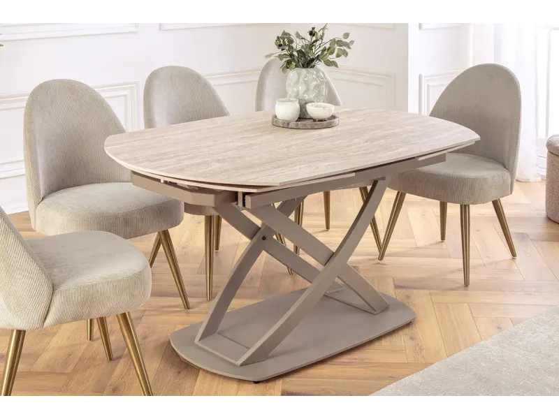 Table à manger extensible en céramique 180-225cm aspect marbre pas cher