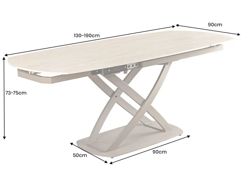 Table à manger extensible en céramique 180-225cm aspect marbre pas cher