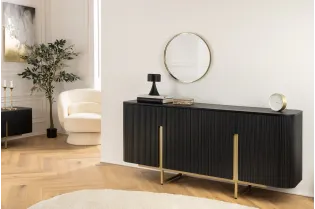 Buffet bois manguier noir et or 160 cm – Design rétro chic | Bellozia 2