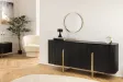 Buffet bois manguier noir et or 160 cm – Design rétro chic | Bellozia
