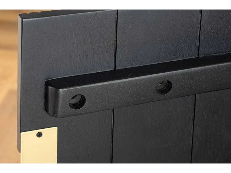Buffet bois manguier noir et or 160 cm – Design rétro chic | Bellozia