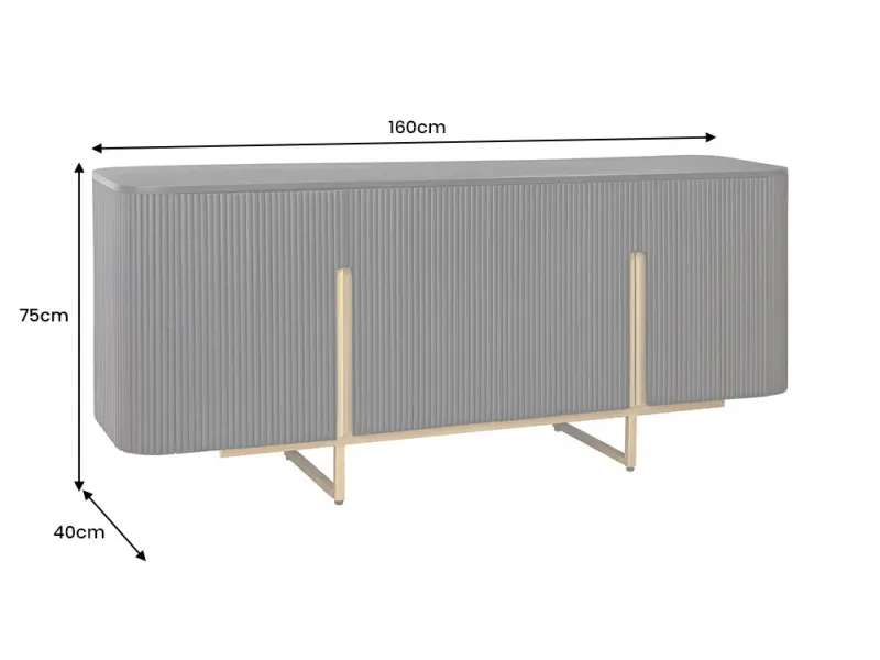 Buffet bois manguier noir et or 160 cm – Design rétro chic | Bellozia