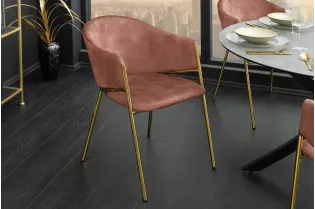 Chaises NOBLESSE velours rose pieds dorés – chaises modernes élégantes  – Bellozia 2