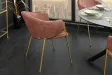 Chaises NOBLESSE velours rose pieds dorés – chaises modernes élégantes  – Bellozia