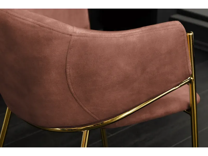 Chaises NOBLESSE velours rose pieds dorés – chaises modernes élégantes  – Bellozia