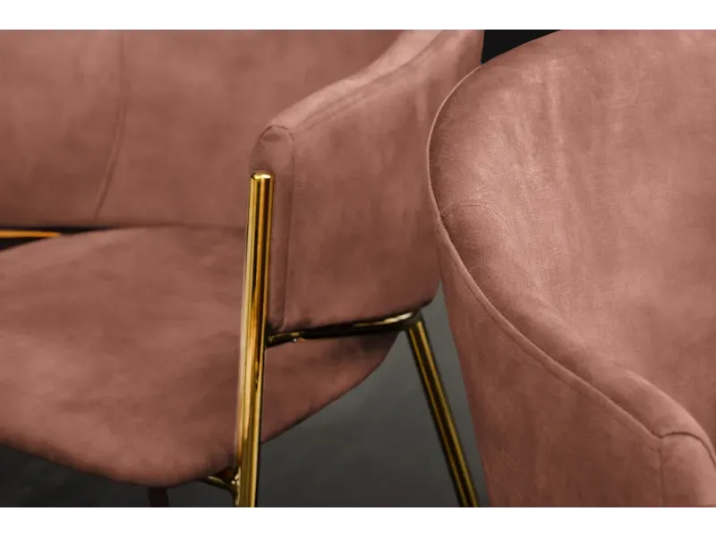 Chaises NOBLESSE velours rose pieds dorés – chaises modernes élégantes  – Bellozia