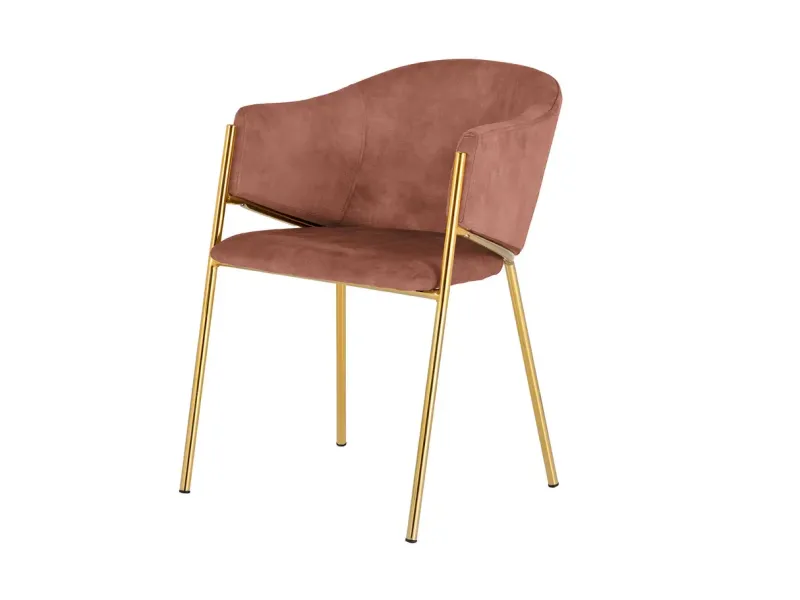 Chaises NOBLESSE velours rose pieds dorés – chaises modernes élégantes  – Bellozia