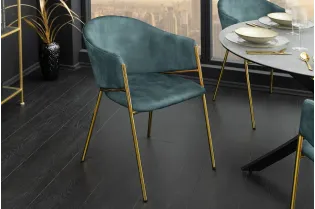 Chaises NOBLESSE velours bleu sarcelle pieds dorés – chaises modernes chic